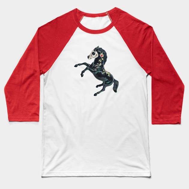 Sugar Skull Horse Baseball T-Shirt by ReanimatedStore